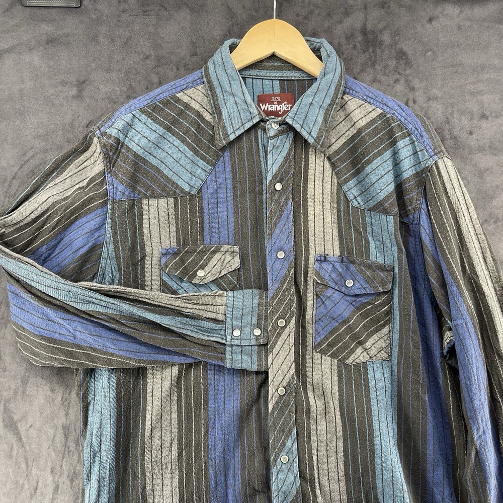 Vintage Wrangler XL Western Retro Striped Snap Button Shirt